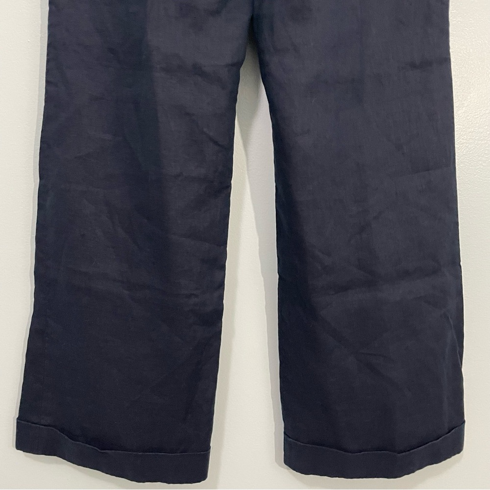 Chaps Navy Blue Linen Wide Leg Pants Size 14 - Picture 9 of 10
